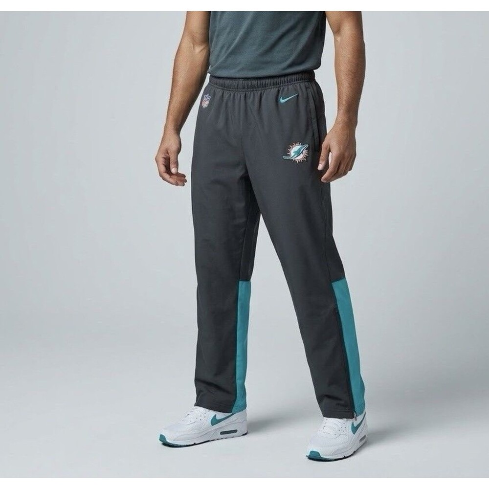 Nike Miami Dolphins On Field Dri-Fit Track Pants Mens 3XL Gray Aqua Zipper Cuff